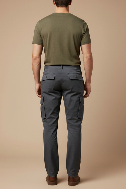 Pantalon Randonnée Gris Coton Cargo Droit Homme - vue 2