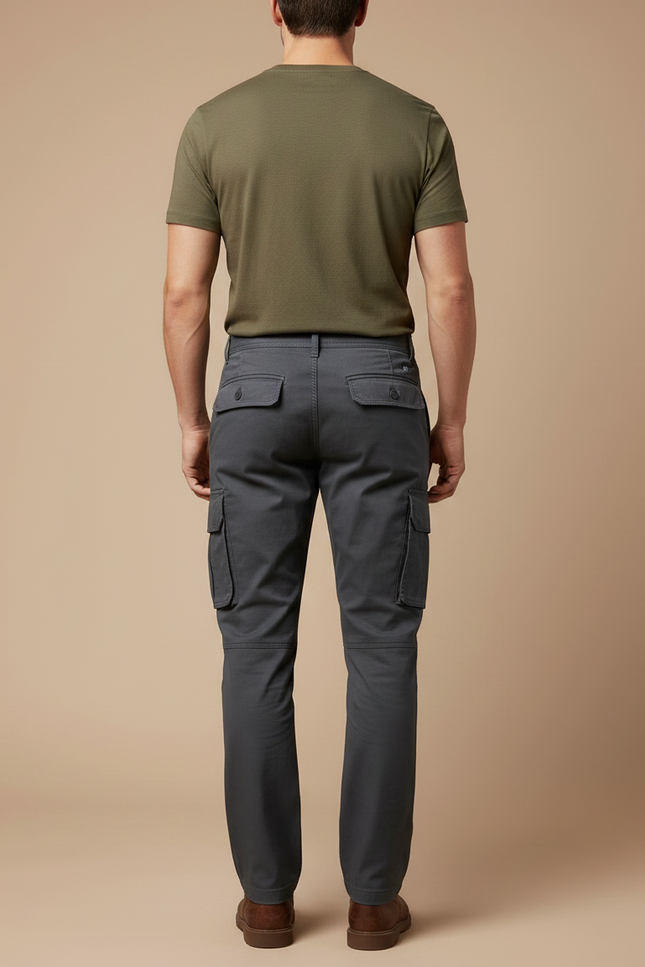 Pantalon Randonnée Gris Coton Cargo Droit Homme - vue 2
