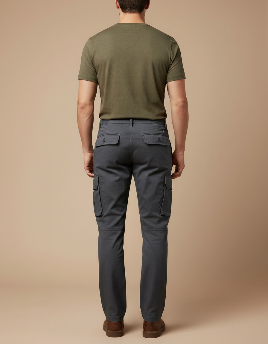 Pantalon Randonnée Gris Coton Cargo Droit Homme - vue 2