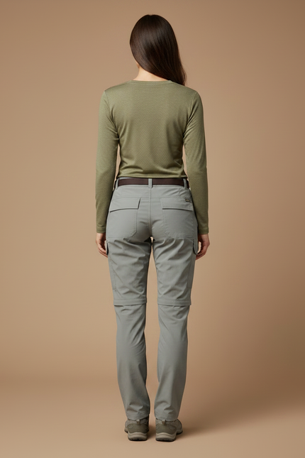 Pantalon Randonnée Convertible Femme Gris Léger Respirant - Polyester - vue 2