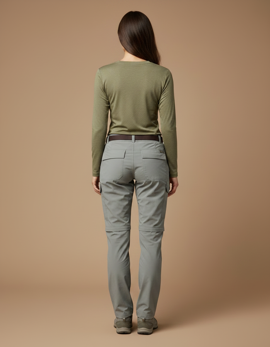 Pantalon Randonnée Convertible Femme Gris Léger Respirant - Polyester - vue 2