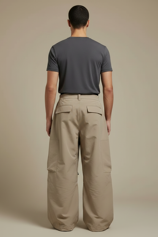 Pantalon Randonnée Beige Ample Cargo Imperméable Homme - Polyester - vue 2
