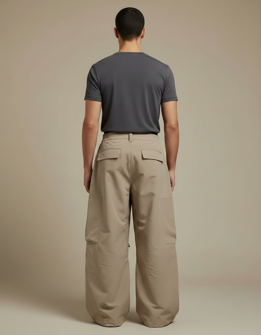 Pantalon Randonnée Beige Ample Cargo Imperméable Homme - Polyester - vue 2