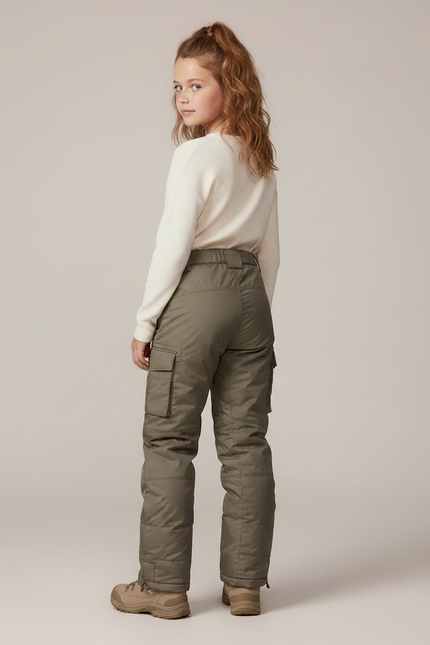 Pantalon Randonnée Kaki Matelassé Cargo Enfant Hiver - Polyester - vue 2