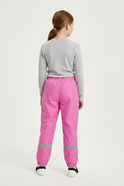 Pantalon Randonnée Rose Enfant Imperméable Réfléchissant - Polyester - vue 2