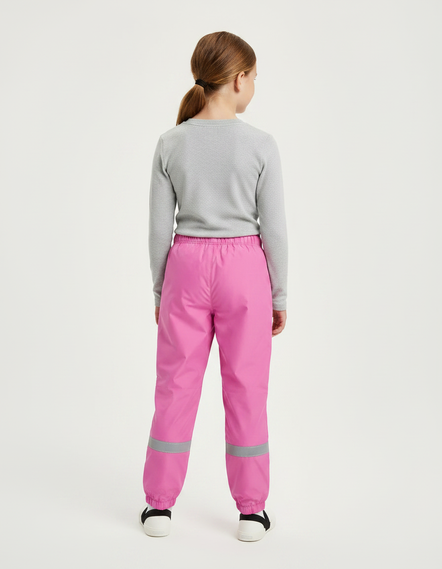 Pantalon Randonnée Rose Enfant Imperméable Réfléchissant - Polyester - vue 2