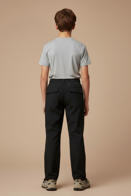 Pantalon Randonnée Noir Enfant Uni Léger Cargo - Polyester - vue 2