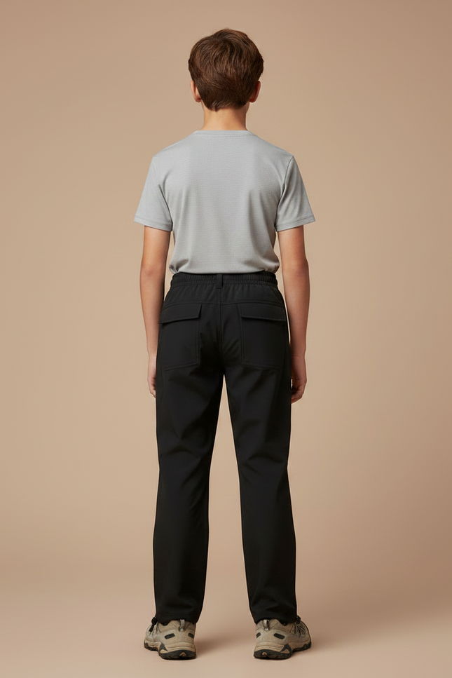 Pantalon Randonnée Noir Enfant Uni Léger Cargo - Polyester - vue 2