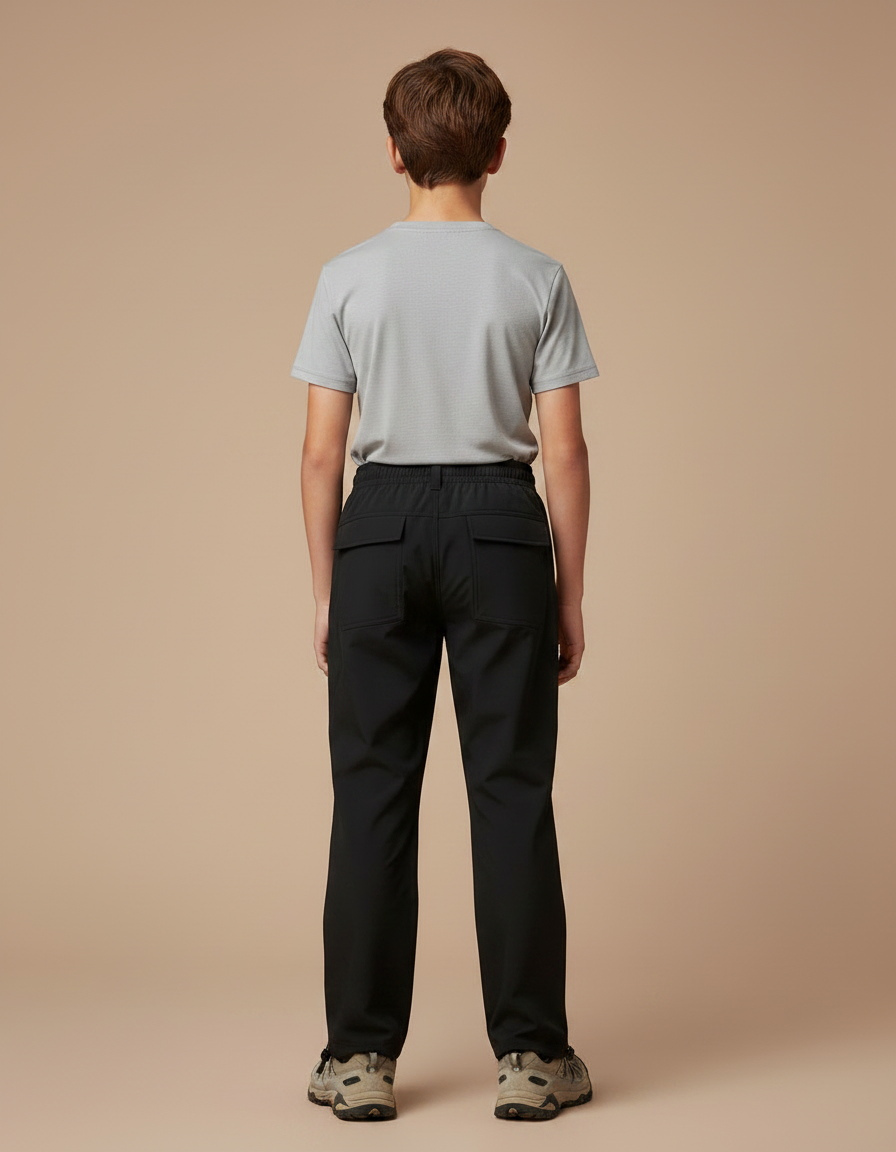 Pantalon Randonnée Noir Enfant Uni Léger Cargo - Polyester - vue 2
