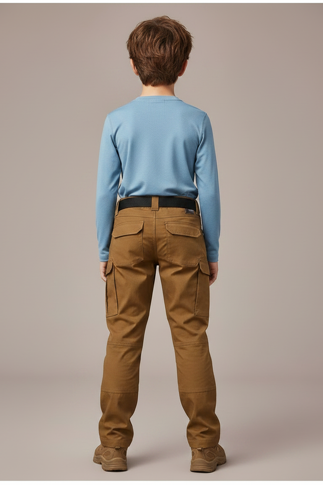 Pantalon Randonnée Marron Multipoches Enfant Robuste - Toile - vue 2