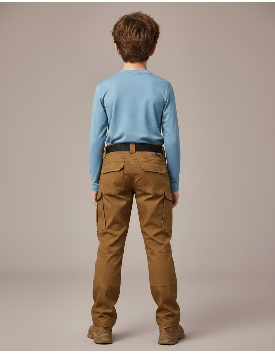 Pantalon Randonnée Marron Multipoches Enfant Robuste - Toile - vue 2