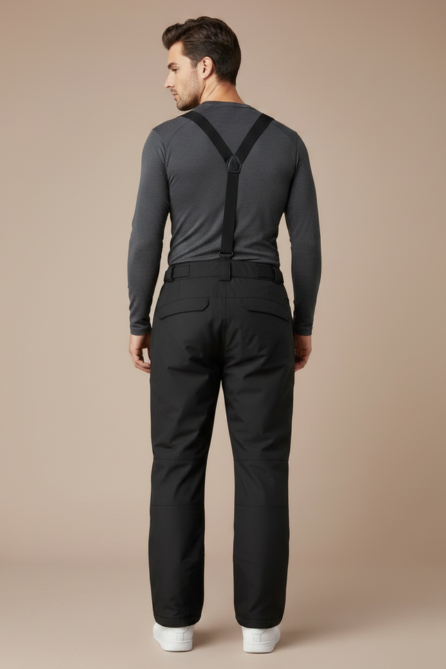 Pantalon Randonnée Noir Bretelles Ample Hiver Homme - Polyester - vue 2