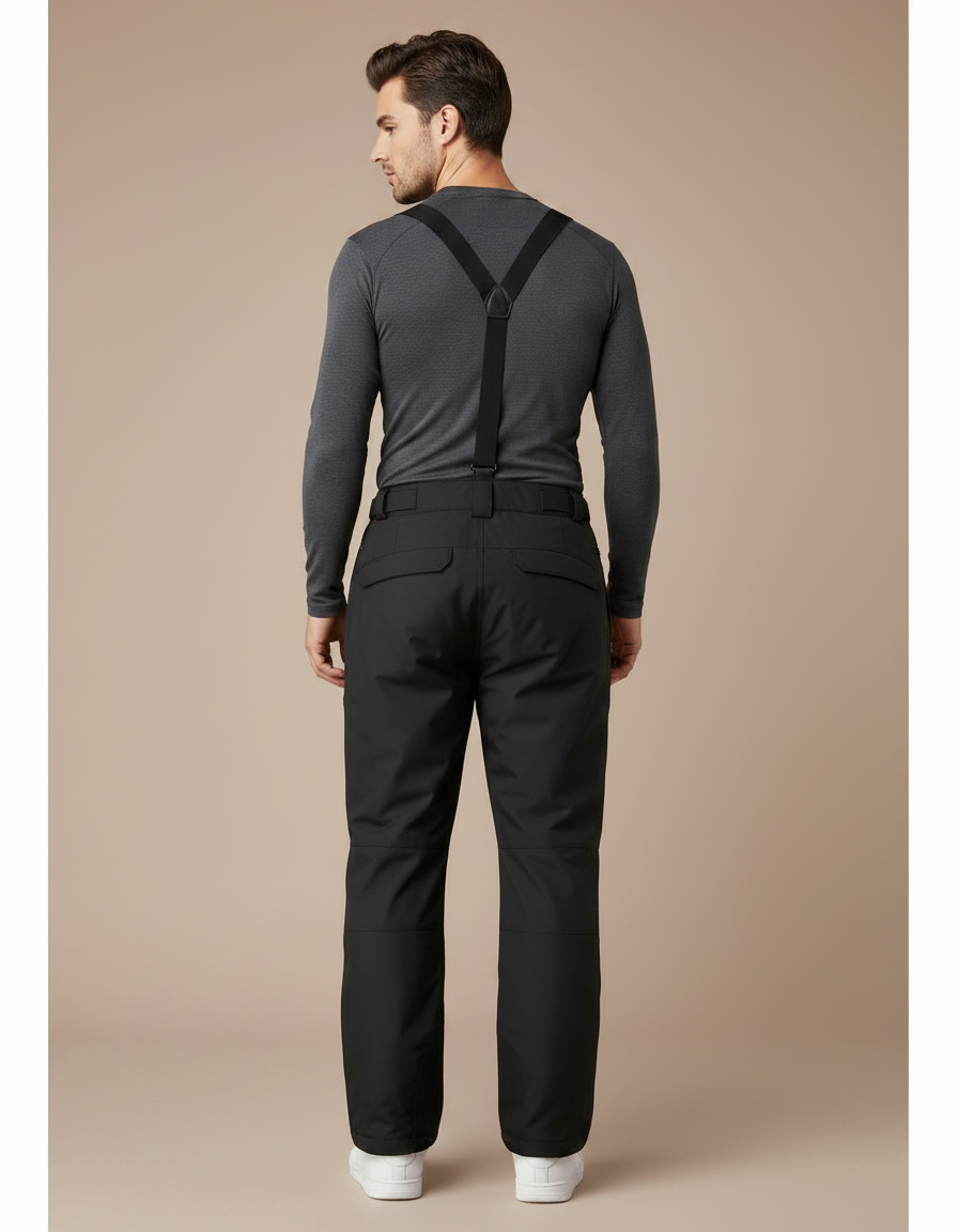 Pantalon Randonnée Noir Bretelles Ample Hiver Homme - Polyester - vue 2