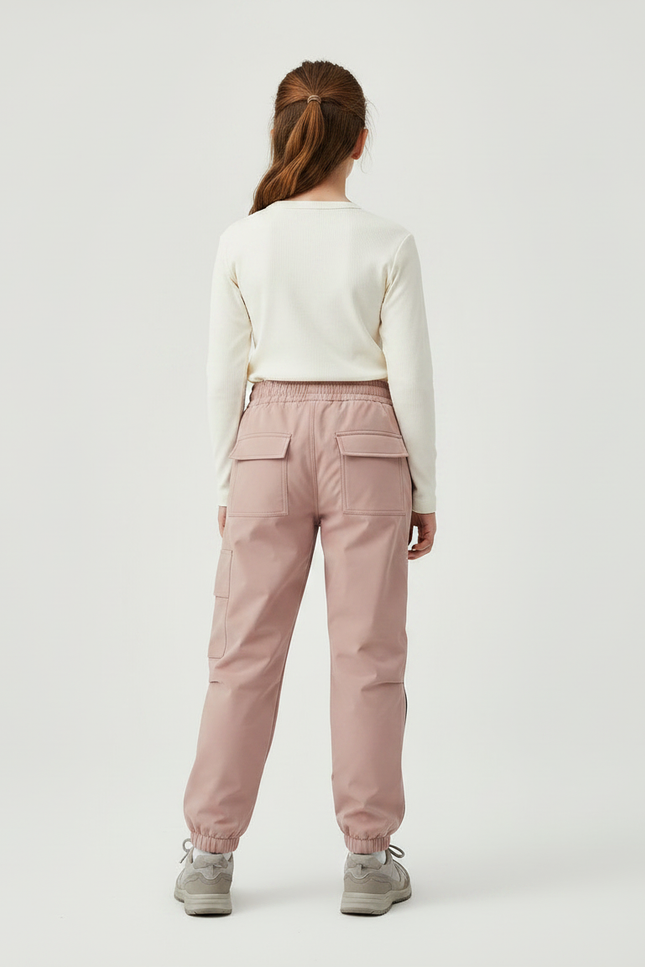 Pantalon Randonnée Rose Cargo Jogger Fille - Polyester - vue 2