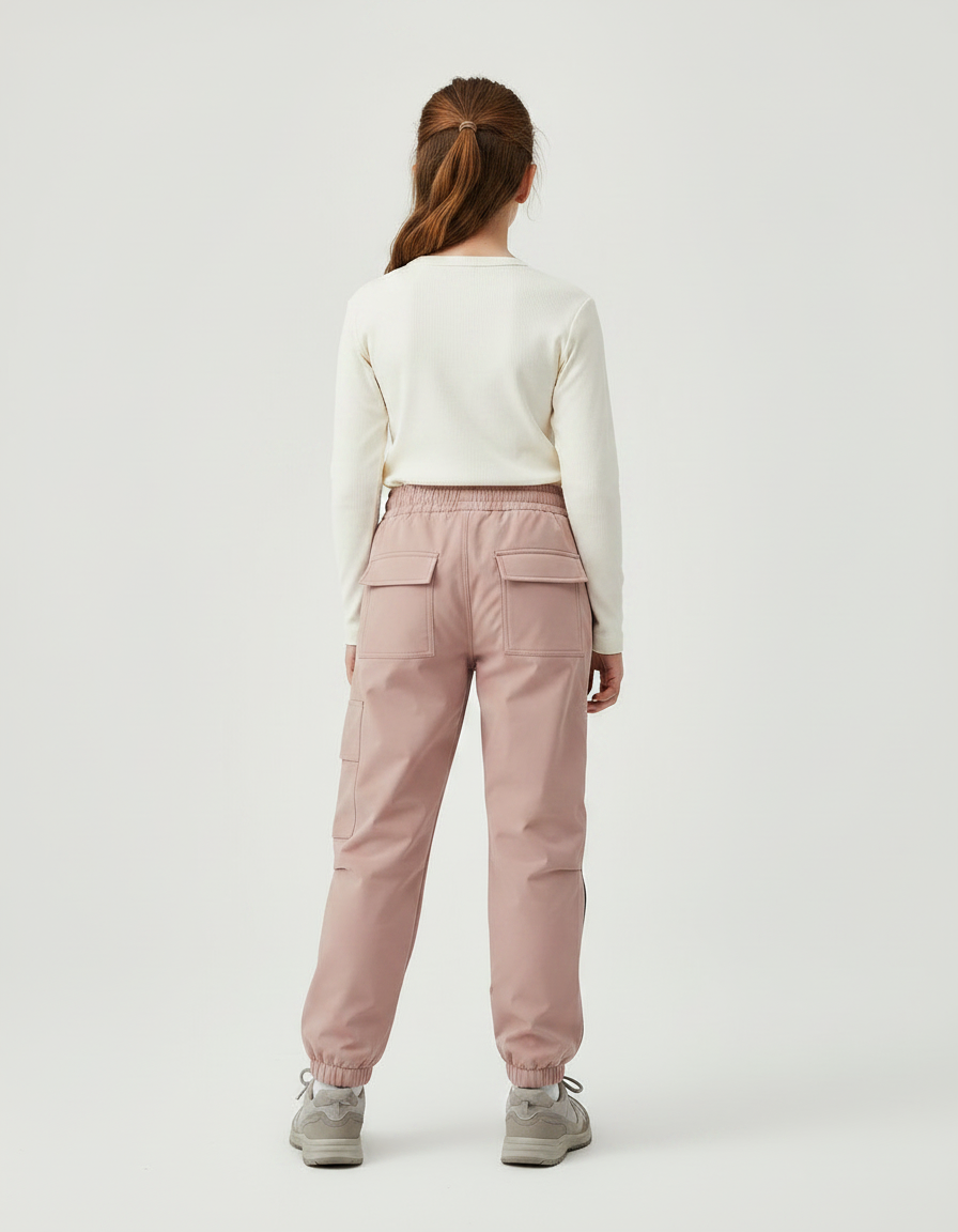 Pantalon Randonnée Rose Cargo Jogger Fille - Polyester - vue 2