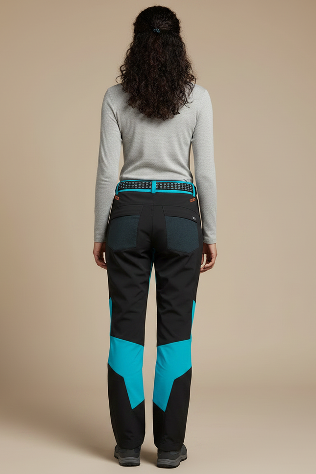 Pantalon Randonnée Noir Turquoise Softshell Épais Femme - Multicolore Polyester - vue 2