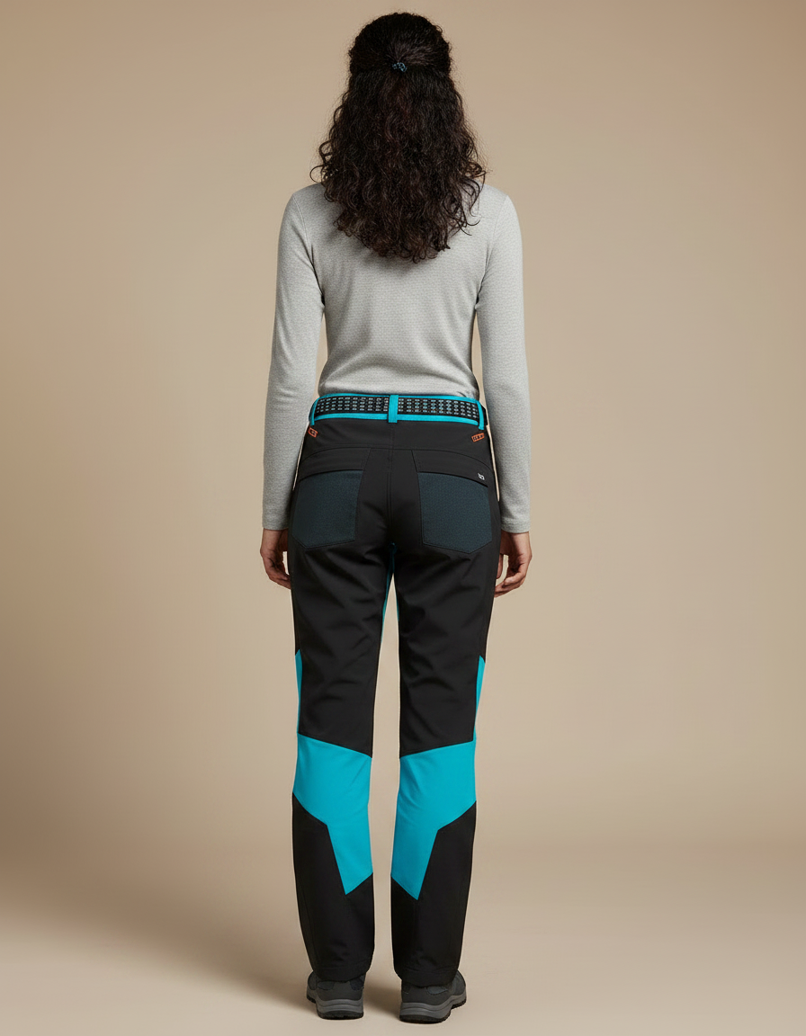 Pantalon Randonnée Noir Turquoise Softshell Épais Femme - Multicolore Polyester - vue 2