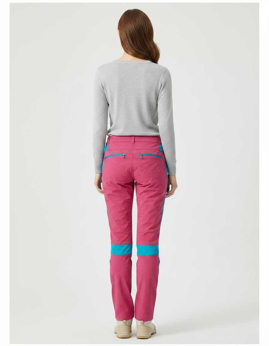 Pantalon Randonnée Bicolore Rose Bleu Extensible Léger - Polyester - vue 2