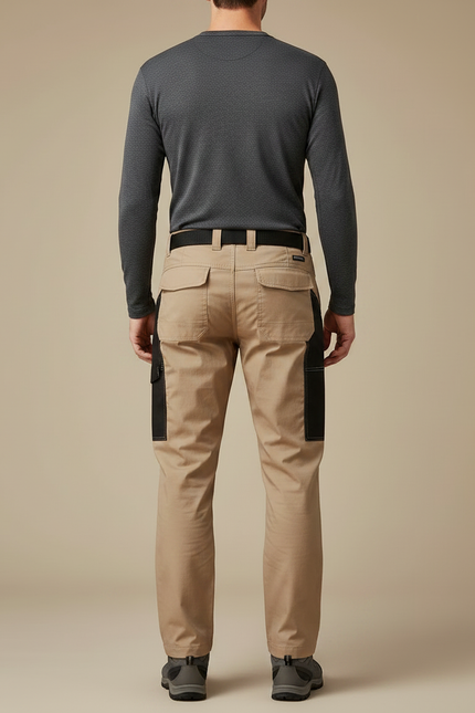 Pantalon Randonnée Beige Cargo Multipoches Homme Tactique - Toile - vue 2