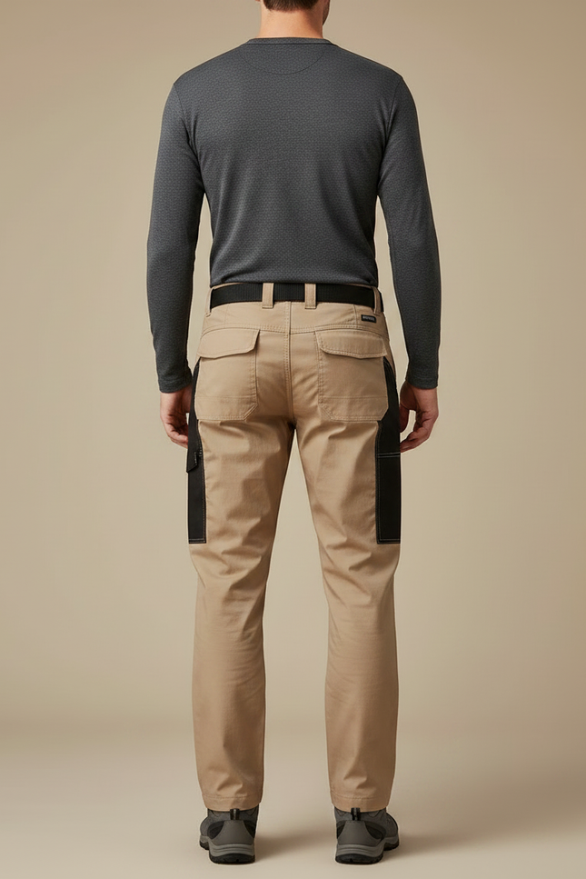 Pantalon Randonnée Beige Cargo Multipoches Homme Tactique - Toile - vue 2