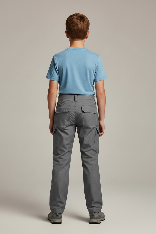 Pantalon Randonnée Gris Multipoches Renforcé Enfant - Polyester - vue 2
