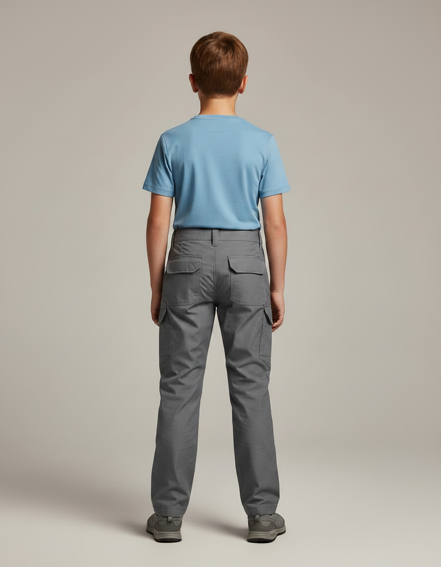 Pantalon Randonnée Gris Multipoches Renforcé Enfant - Polyester - vue 2