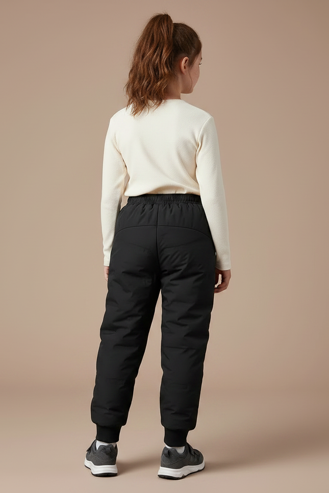 Pantalon Randonnée Noir Matelassé Enfant Hiver Chaud - Polyester - vue 2