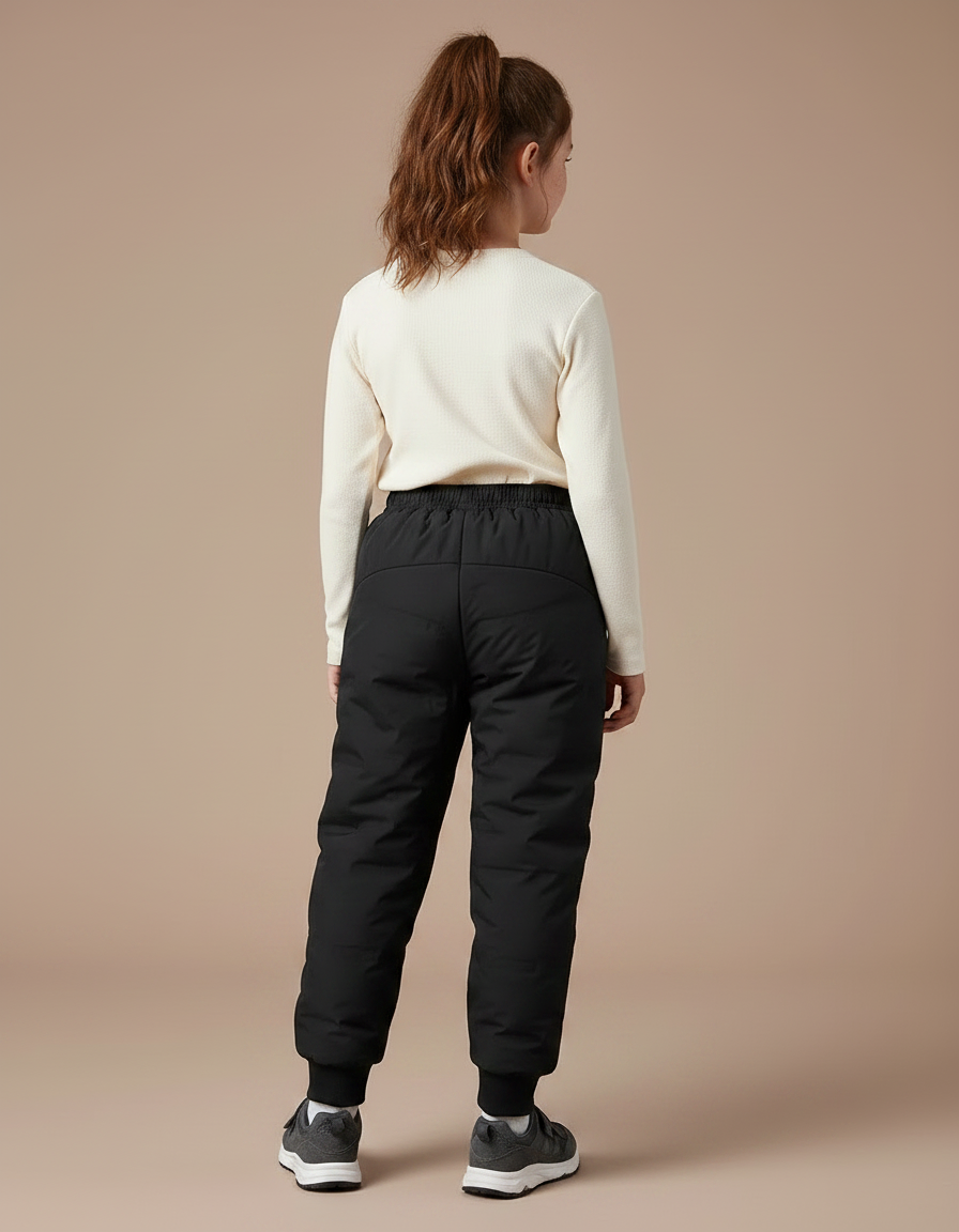 Pantalon Randonnée Noir Matelassé Enfant Hiver Chaud - Polyester - vue 2