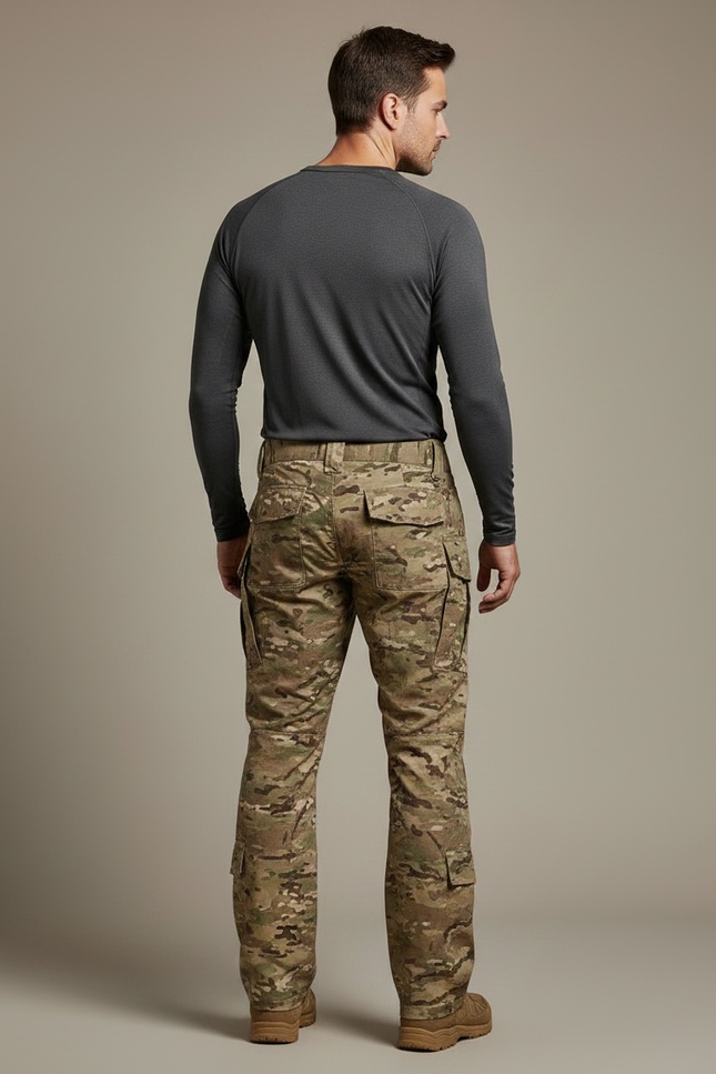 Pantalon Randonnée Camouflage Homme Tactique Renforcé Genouillères - Multicolore Toile - vue 2