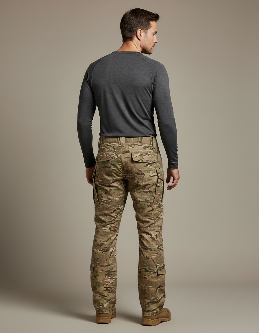 Pantalon Randonnée Camouflage Homme Tactique Renforcé Genouillères - Multicolore Toile - vue 2