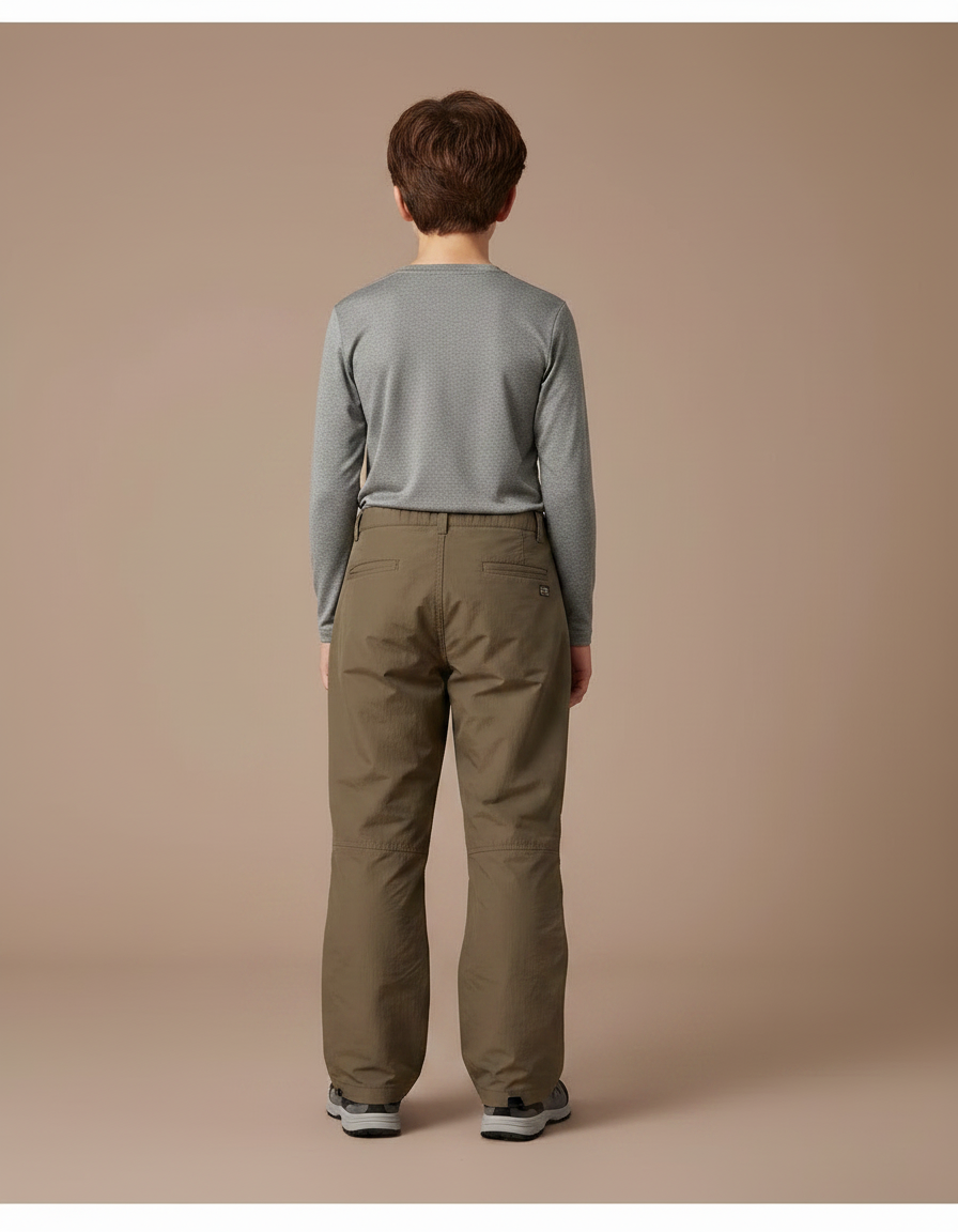 Pantalon Randonnée Kaki Ample Imperméable Enfant Hiver - Polyester - vue 2