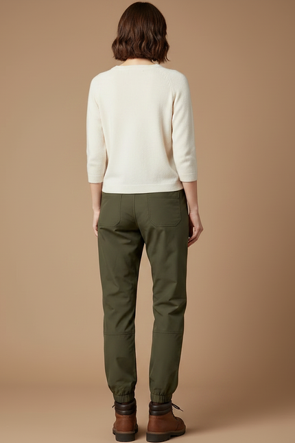 Pantalon Randonnée Kaki Femme Jogger Confortable Élastique - Polyester - vue 2