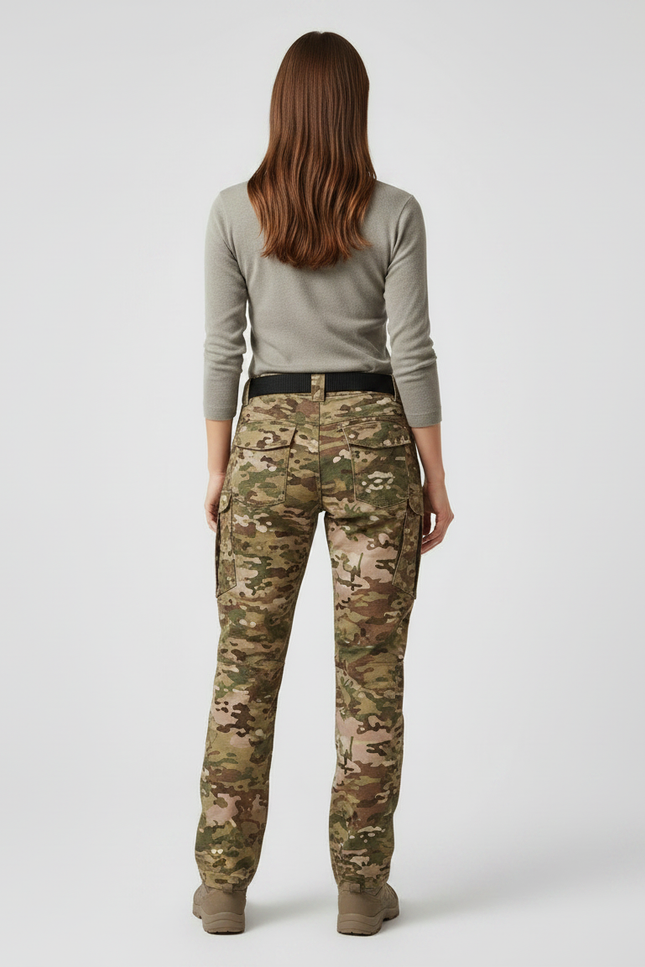 Pantalon Randonnée Camouflage Multipoches Ripstop Femme - Multicolore Polyester - vue 2
