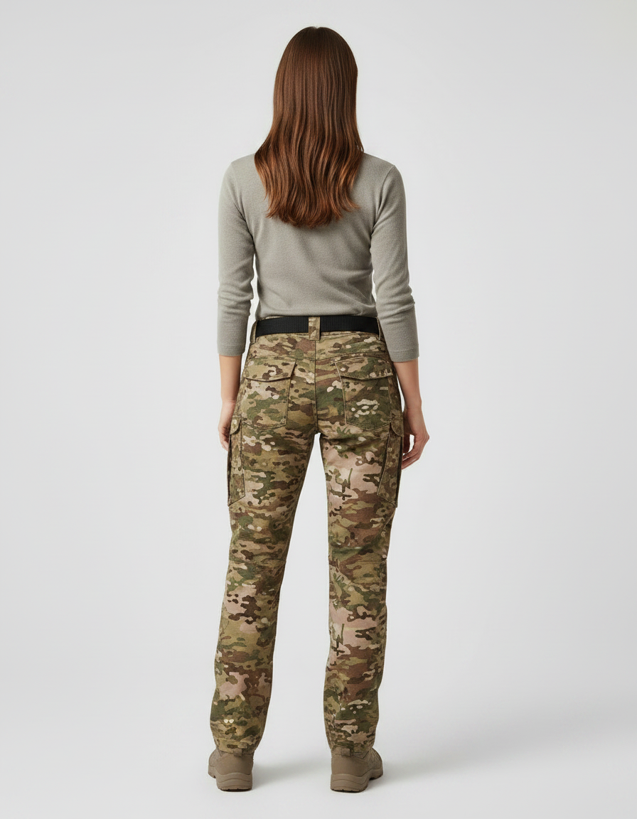 Pantalon Randonnée Camouflage Multipoches Ripstop Femme - Multicolore Polyester - vue 2