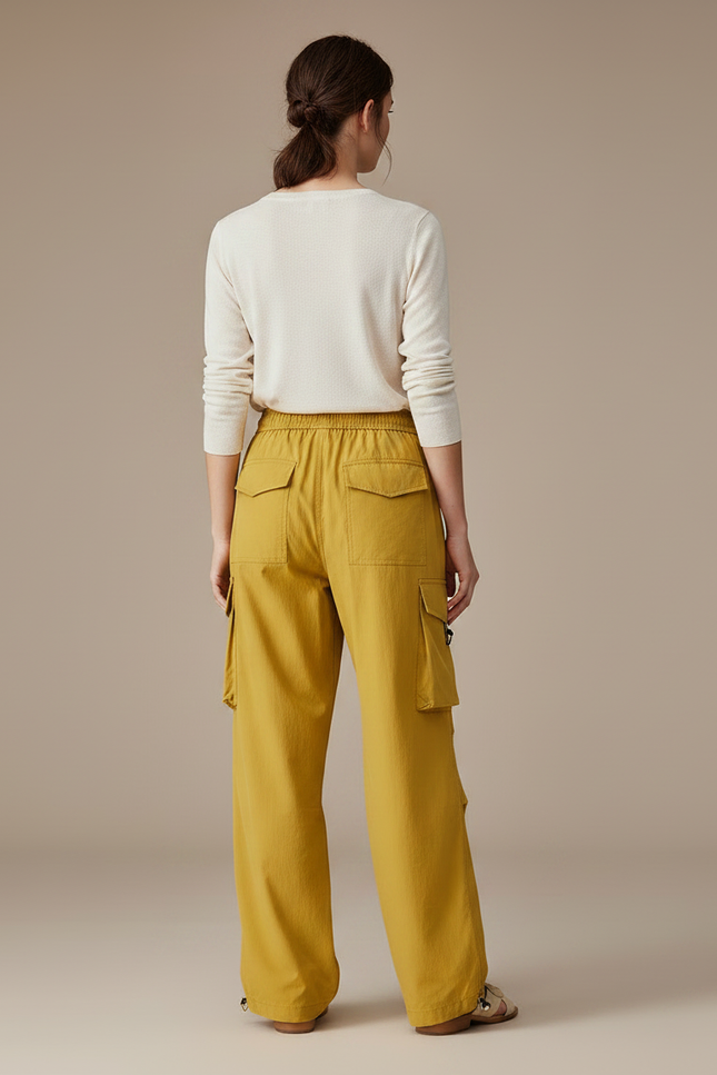 Pantalon Randonnée Jaune Cargo Ample Imperméable Femme - Polyester - vue 2