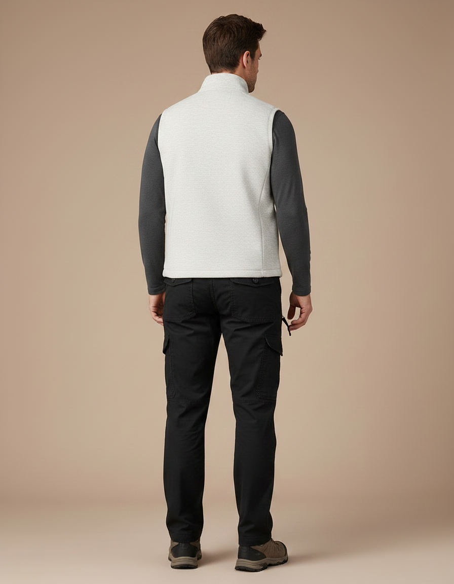 Pantalon Randonnée Noir Cargo Ample Coton Homme - Toile - vue 2
