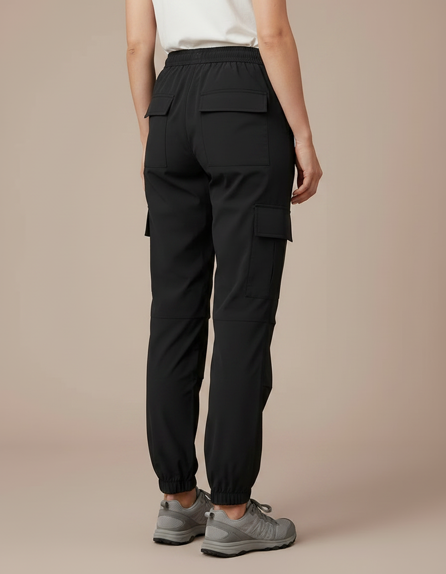 Pantalon Randonnée Noir Cargo Femme Léger Décontracté - Polyester - vue 2
