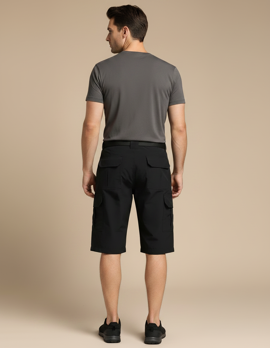 Pantalon Randonnée Noir Cargo Léger Homme Court - Polyester - vue 2