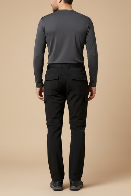 Pantalon Randonnée Noir Convertible Stretch Homme Multi-Poches - Polyester - vue 2