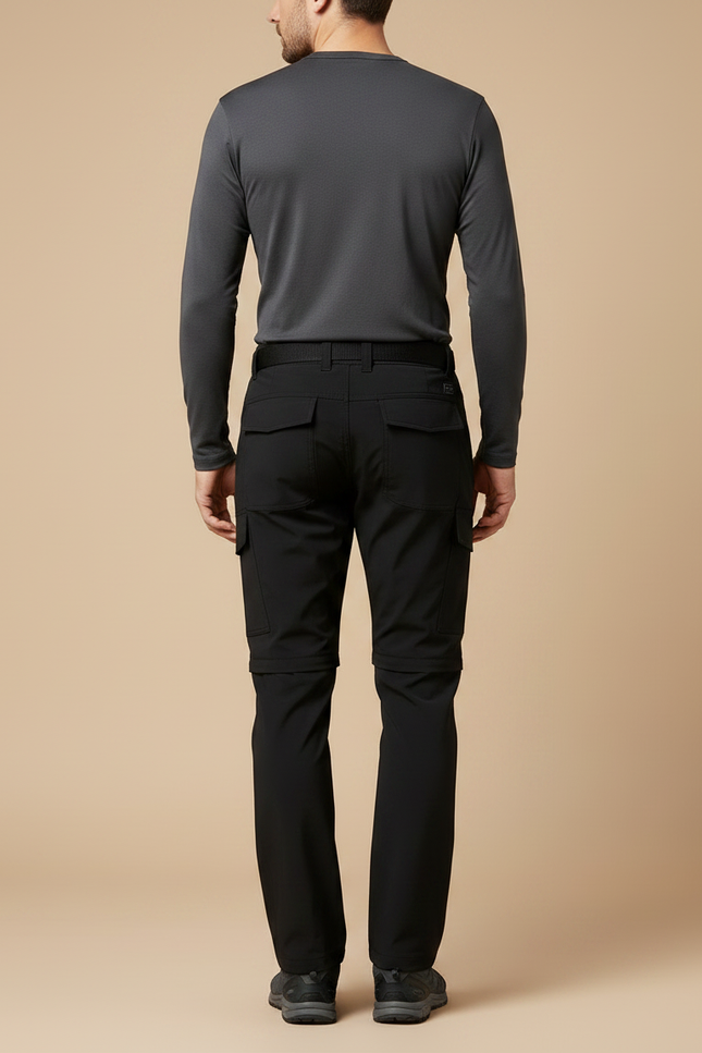 Pantalon Randonnée Noir Convertible Stretch Homme Multi-Poches - Polyester - vue 2