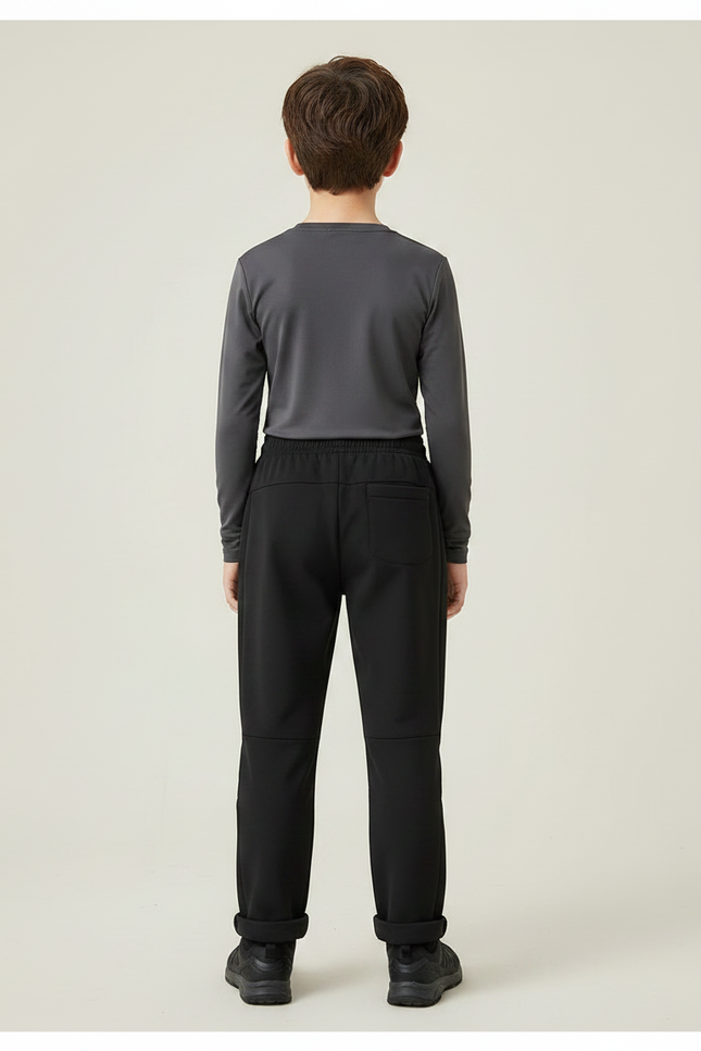Pantalon Randonnée Noir Enfant Doublé Chaud Décontracté - Molleton - vue 2