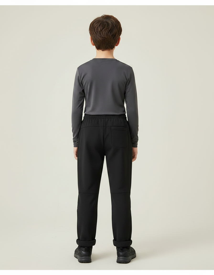 Pantalon Randonnée Noir Enfant Doublé Chaud Décontracté - Molleton - vue 2