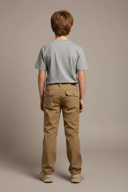 Pantalon Randonnée Enfant Cargo Beige Uni Coton - vue 2