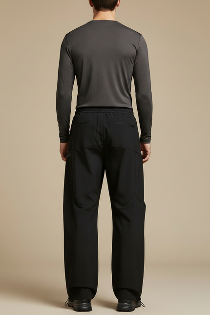 Pantalon Randonnée Noir Ample Cargo Imperméable Homme - Polyester - vue 2