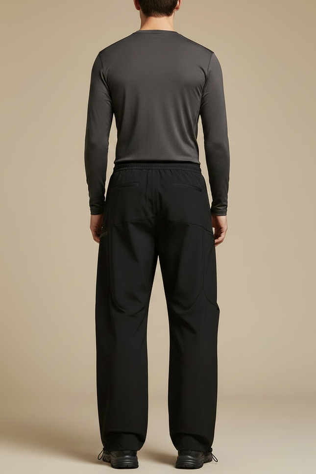 Pantalon Randonnée Noir Ample Cargo Imperméable Homme - Polyester - vue 2