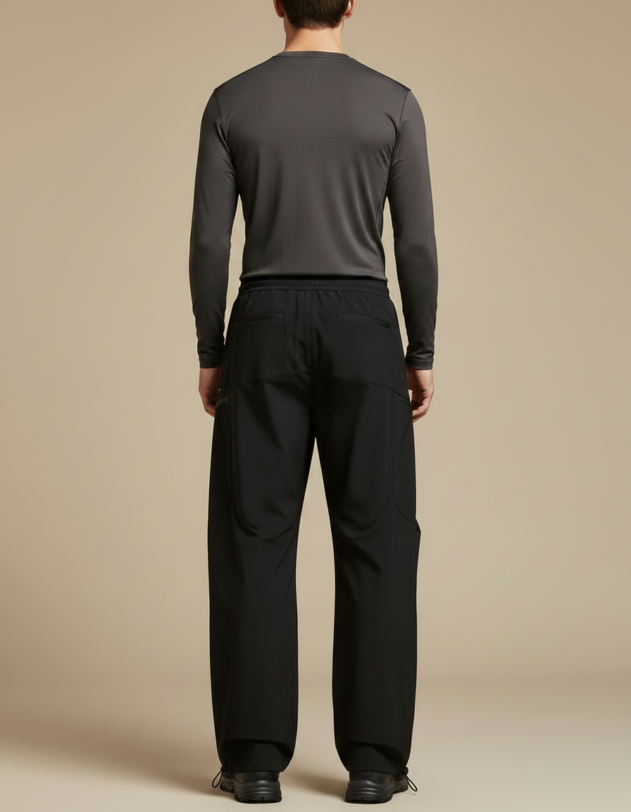 Pantalon Randonnée Noir Ample Cargo Imperméable Homme - Polyester - vue 2