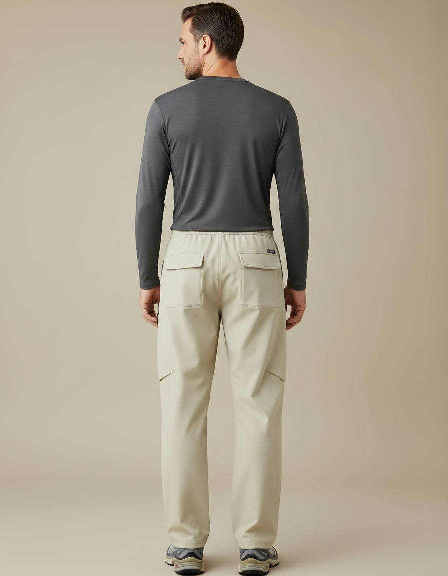Pantalon Randonnée Beige Cargo Confortable Imperméable Homme - Polyester - vue 2