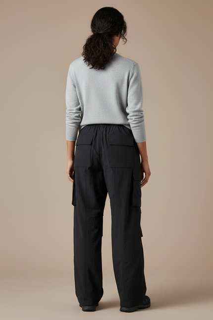 Pantalon Randonnée Noir Cargo Ample Léger Femme - Polyester - vue 2