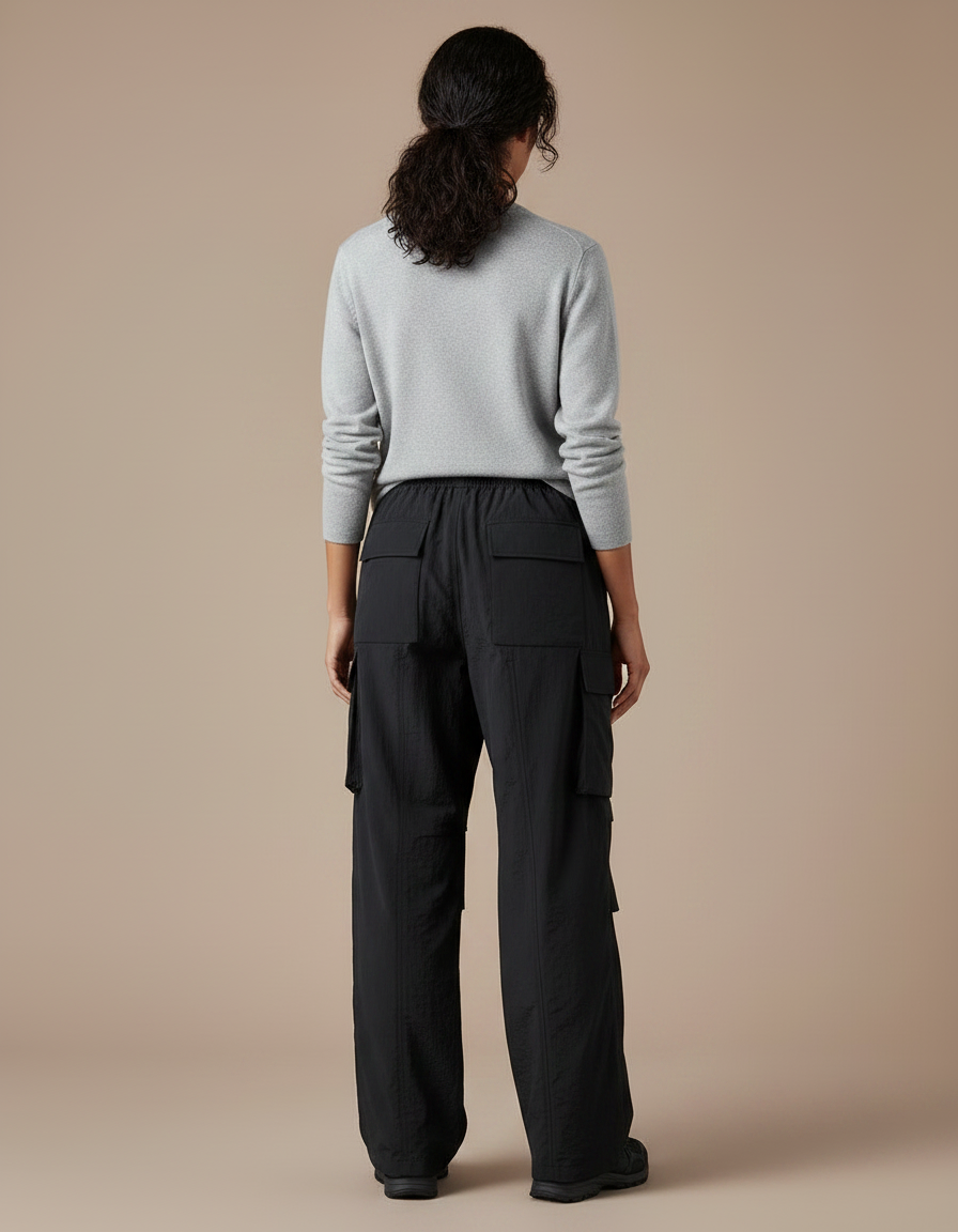 Pantalon Randonnée Noir Cargo Ample Léger Femme - Polyester - vue 2