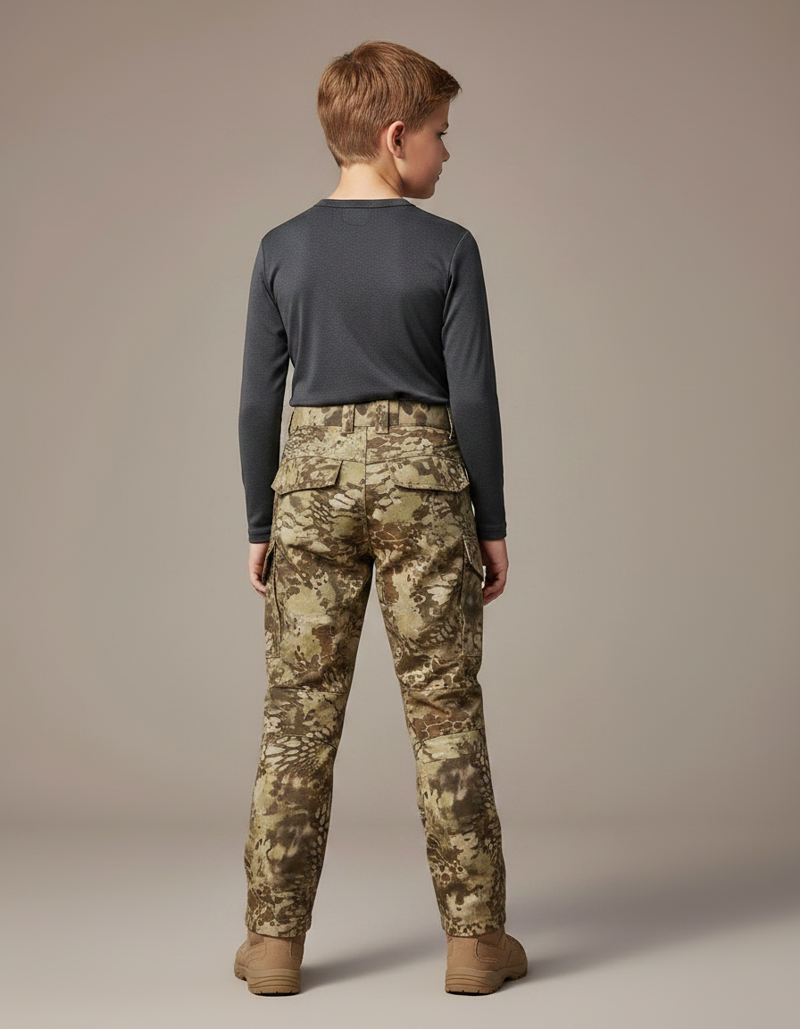 Pantalon Randonnée Camouflage Cargo Multipoches Enfant - Multicolore Polyester - vue 2